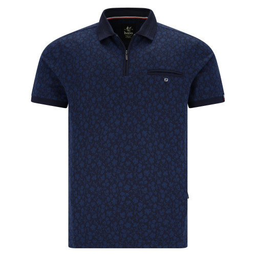 detail Polo Triko Hajo Blue Flowers