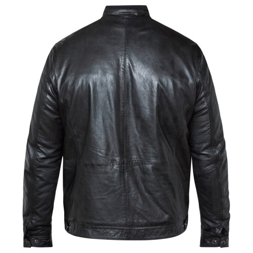 detail Bunda North Black Leather